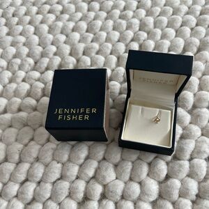 Jennifer Fisher Gold Single “R” Mini Earring with White Diamonds
